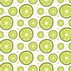 Citrus seamless pattern with lime slices. Vector illustration for your design