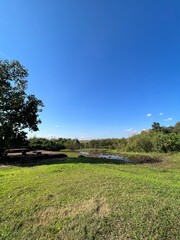 landscape with river and blue sky