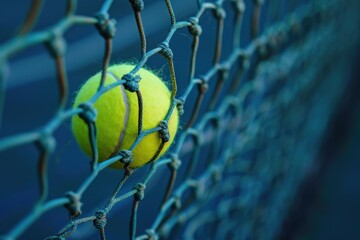 Ball caught in tennis net