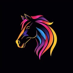 wild horse head design logo with a minimalistic and vector-style aesthetic
