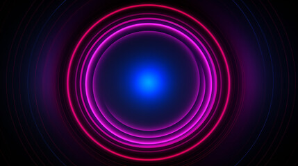 Neon circles on dark background. Pink, purple, blue, red