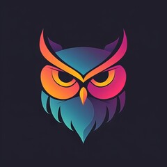 wild owl head design logo with a minimalistic and vector-style aesthetic
