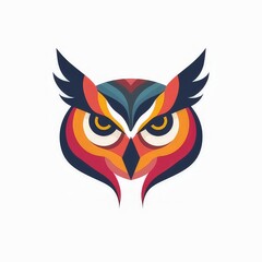 wild owl head design logo with a minimalistic and vector-style aesthetic
