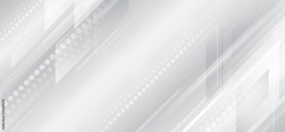 Aufkleber Light pale vector background for a banner. Abstract geometric pattern of stripes and circles, for presentation. Abstract white and gray diagonal design. Science, and technology background