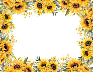 Sunflower Watercolor Border Frame