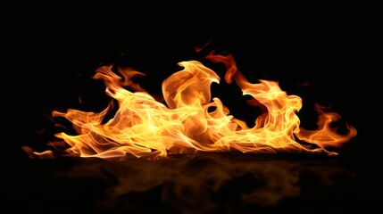 Fire flame on black background