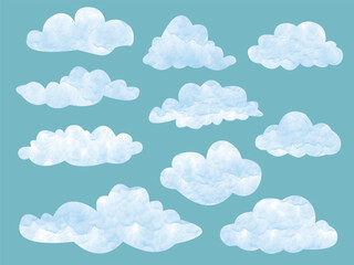 Hand drawn watercolor clouds art