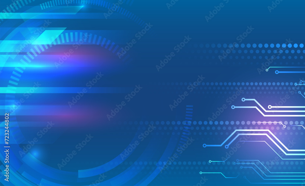 Leinwandbilder High computer technology elements on a blue background. Sci-fi concept for presentation or banner. Abstract futuristic circuit board. High tech digital technology design.