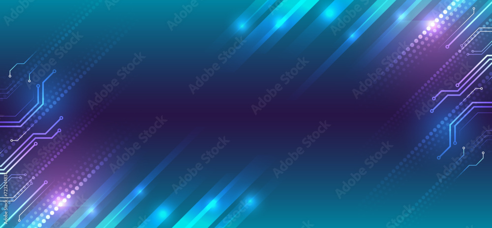 Poster high computer technology elements on a blue background. sci-fi concept for presentation or banner. a