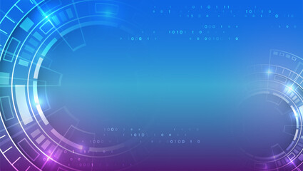 Internet communications, big data, digital technologies. High tech banner. Technological geometric background consisting of circles on a blue background.
