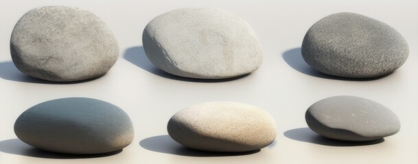  Collection of big rock stones isolated on transparent background. Realistic 3D render