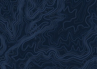 Topographic abstract blue navy background of mountains with grey and blue lines of terrain
