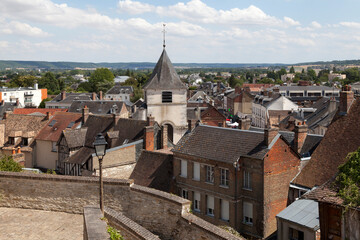 Fototapeta premium Aerial view of the bell tower of the church of Saint-Ouen in Gaillon