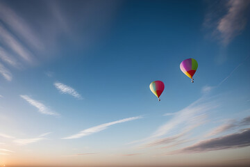 Obraz premium Colorful Hot Air balloons floating in the sky. Background. Wallpaper