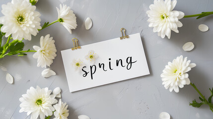 Spring. A delicate spring background with flowers and the text 