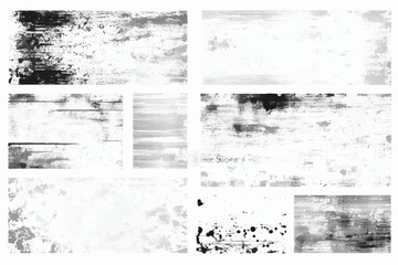 Set of Grunge textures. Black and white Grunge textures. Grunge Urban Backgrounds set.  Black Dusty Scratchy Pattern Collection.  Grungy Backgrounds. Dirty Grunge Textures Vector Set. EPS 10.