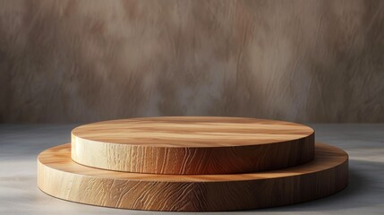 Wooden podium for product design. Modern wooden stand