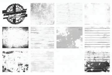 Set of Grunge textures. Black and white Grunge textures. Grunge Urban Backgrounds set.  Black Dusty Scratchy Pattern Collection.  Grungy Backgrounds. Dirty Grunge Textures Vector Set. EPS 10.