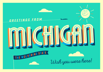 Greetings from Michigan, USA - The Wolverine State - Touristic Postcard. © CallahanLounge