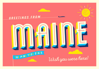 Greetings from Maine, USA - The Pine Tree State - Touristic Postcard. © CallahanLounge