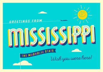 Greetings from Mississippi, USA - The Magnolia State - Touristic Postcard. © CallahanLounge