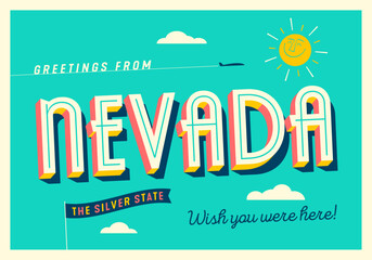 Greetings from Nevada, USA - The Silver State - Touristic Postcard. - 723247626
