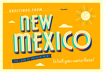 Greetings from New Mexico, USA - The Land of Enchantment - Touristic Postcard. © CallahanLounge