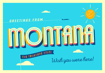 Greetings from Montana, USA - The Treasure State - Touristic Postcard. © CallahanLounge