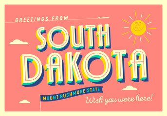 Greetings from South Dakota, USA - Mount Rushmore State - Touristic Postcard - 723247671