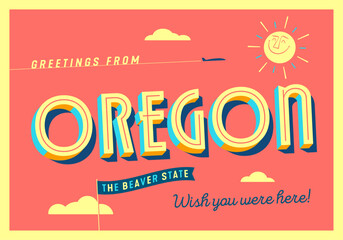 Greetings from Oregon, USA - The Beaver State - Touristic Postcard. - 723247679