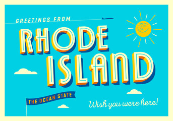 Greetings from Rhode Island, USA - The Ocean State - Touristic Postcard. © CallahanLounge