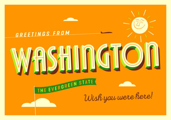 Greetings from Washington, USA - The Evergreen State - Touristic Postcard - 723247692