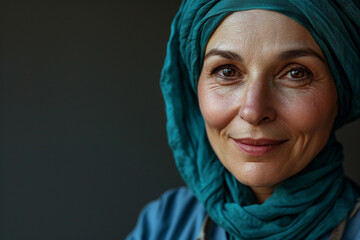 Portrait of a beautiful muslim woman with hijab, close up
