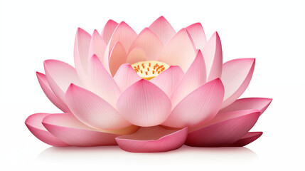 Pink Water Lily and Lotus Flower in Isolated Beauty amid Nature's Pond Bloom, isolated on a white background