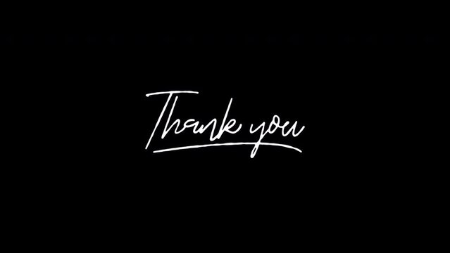 Thankyou, thank you text animated handwritten type, typography writing on, transparent background, motion text letters drawing, handwriting overlay