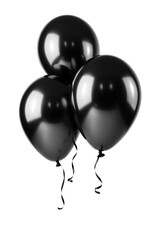 3 shiny black balloons