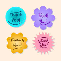 Thank you icon vector sticker sign graphic illustration set