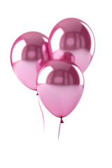 Three shiny metallic pink balloon