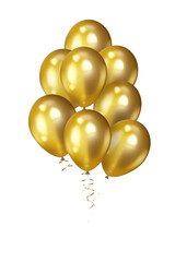 a bunch of gold balloons