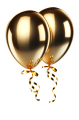 2 shiny metallic gold balloons