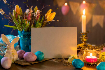 Easter Greetings Canvas Amidst Festive Decorations