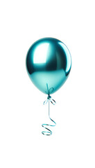 A shiny metallic turquoise balloon with a smooth reflective surface