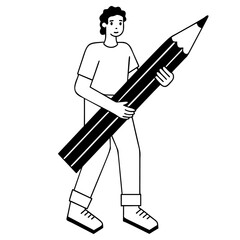 Obraz premium illustration of a person with a big pencil