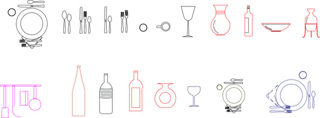 Vector sketch illustration of cooking utensils design used in the kitchen