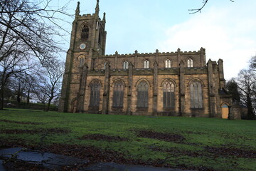 Fototapeta premium Old church in field, Pudsey Parish Church