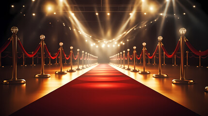 Red carpet staircase background, VIP entrance, night awards ceremony