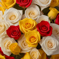 background of red, yellow and white roses.AI