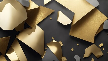 Gray with pieces of gold texture background
