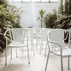 empty white chair in restaurant