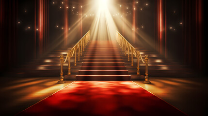 Red carpet staircase background, VIP entrance, night awards ceremony
